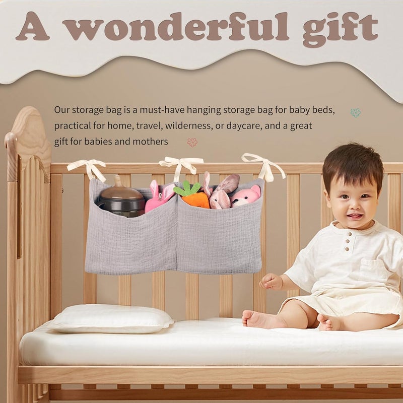 zonBroth Cotton Baby Nappy-Bag Organizer, Bunk Bedside Hanging Bag, 2-Pocket, 15*7.5 Inches, Printing - Image 5